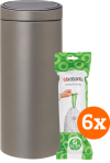 Brabantia Touch Bin 30 Liter Platinum + Vuilniszakken (120 stuks) bestellen?