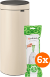 Brabantia Touch Bin 30 Liter Soft Beige + Vuilniszakken (120) bestellen?