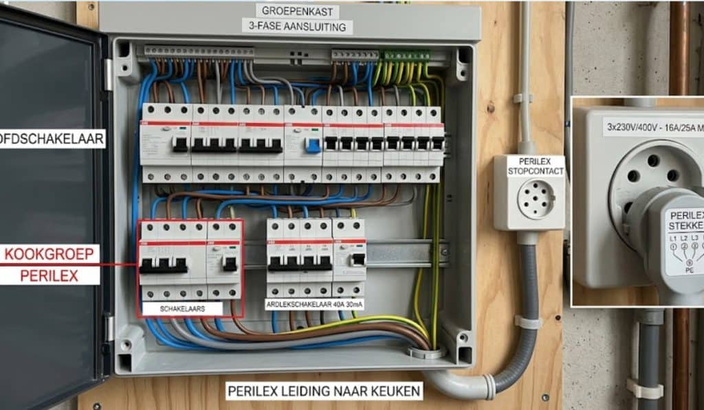 Perilex aansluiting meterkast en krachtstroom uitgelegd